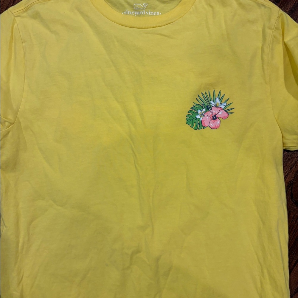 Vineyard Vines Yellow Adult Tee with Floral Accent